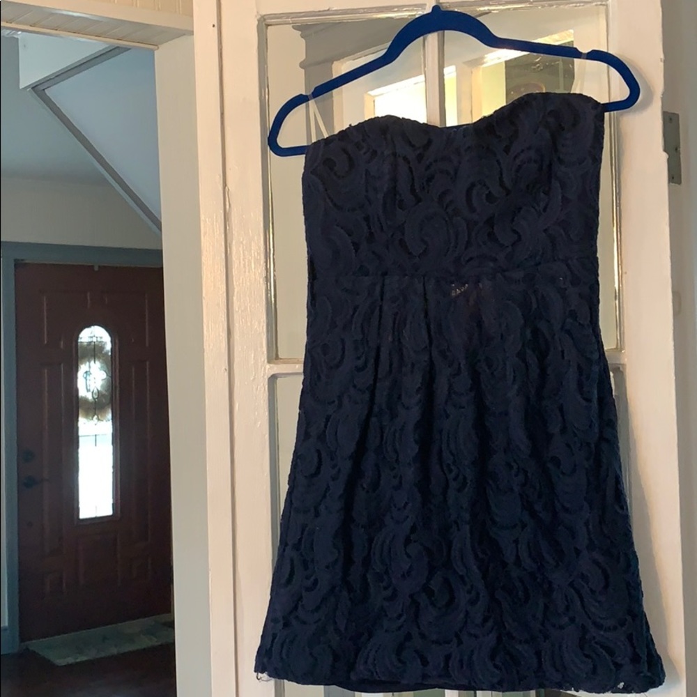 Navy blue lace mini dress